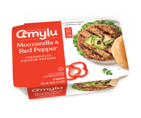 Mozzarella & Red Pepper Chicken Burger | Amylu Foods Inc.